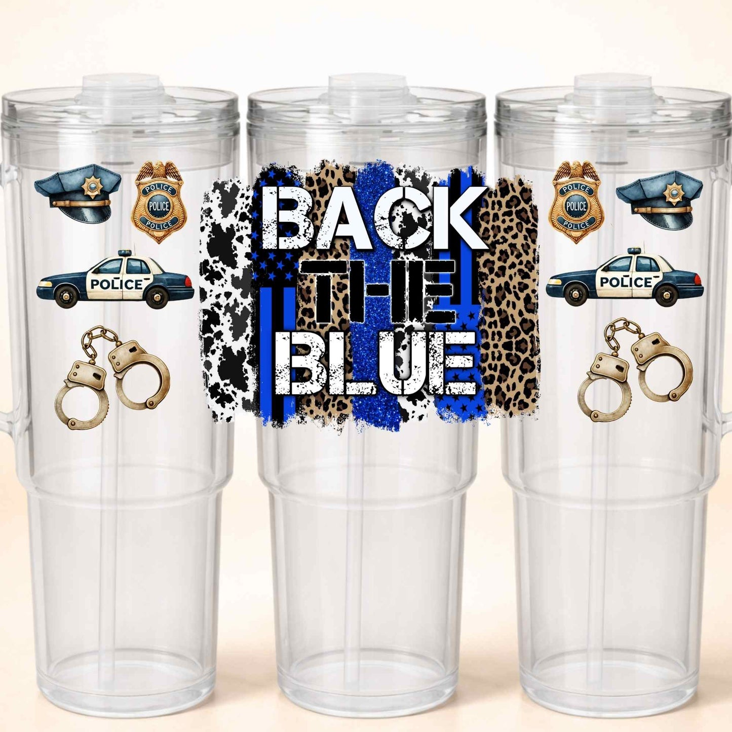 D-1561  BACK THE BLUE 40 OZ WRAP 11"W X 5"H