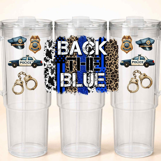 D-1561  BACK THE BLUE 40 OZ WRAP 11"W X 5"H
