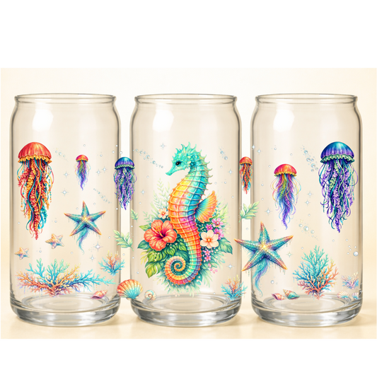 B-1565 SEAHORSE & JELLYFISH 9.6"w x 4.5"h