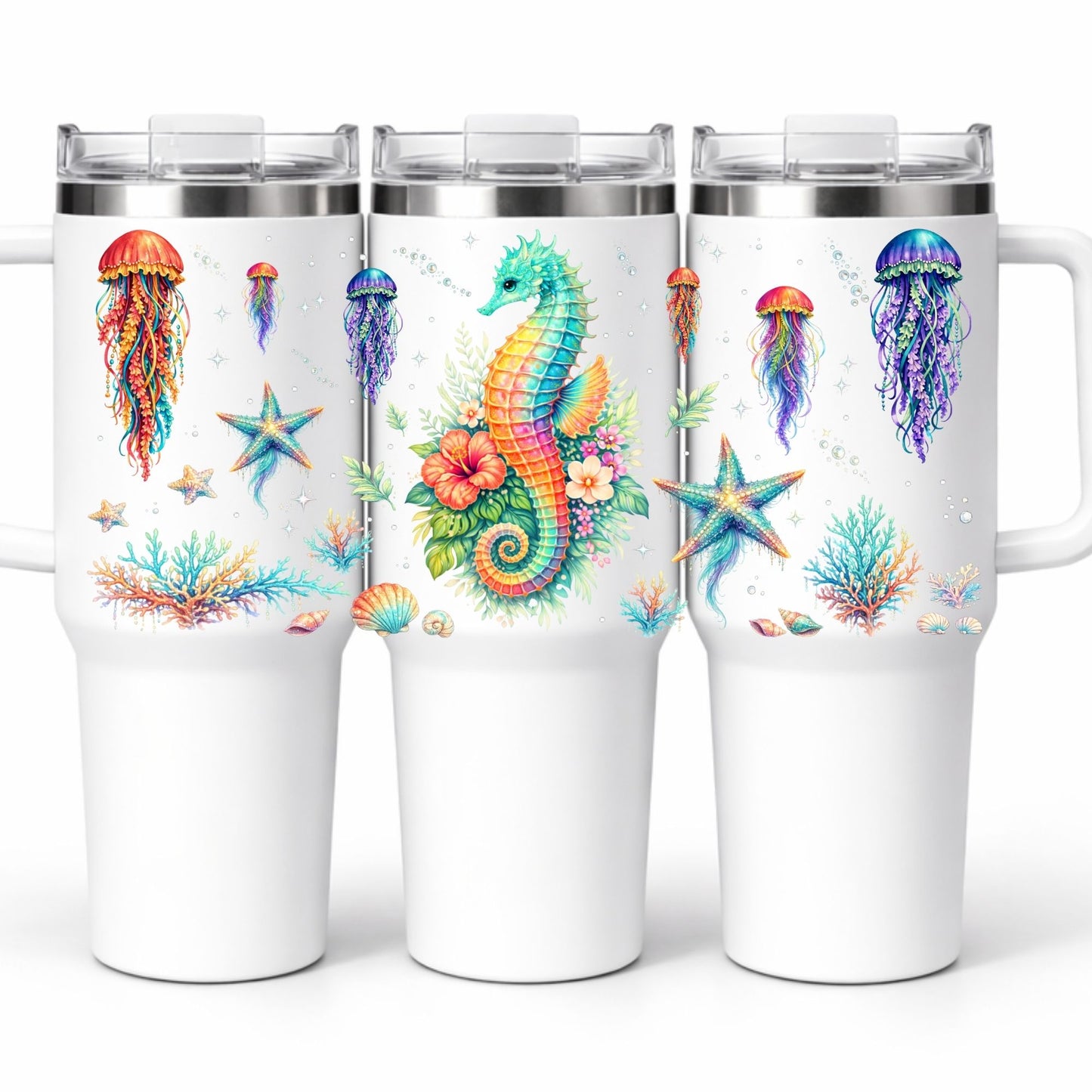 D-1565 SEAHORSE & JELLYFISH 40 OZ WRAP 11"W X 5"H