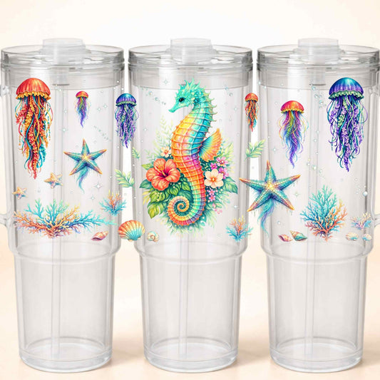 D-1565 SEAHORSE & JELLYFISH 40 OZ WRAP 11"W X 5"H