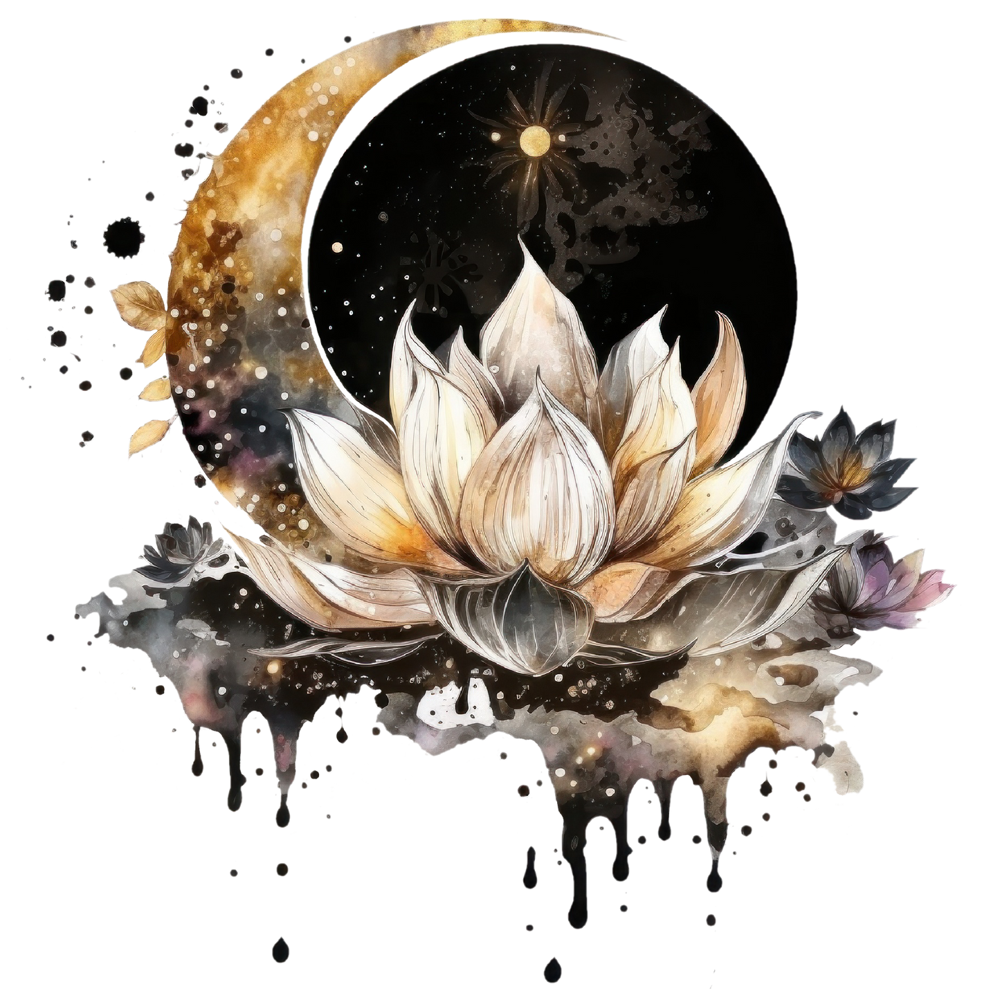 A-1158  LOTUS MOON  3.75"w x 3.75"h