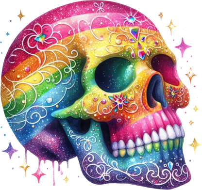 A-1178 RAINBOW SKULL  3.75"W X 3.75"H