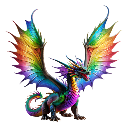 A-1183 RAINBOW DRAGON  3.75"W X 3.75"H