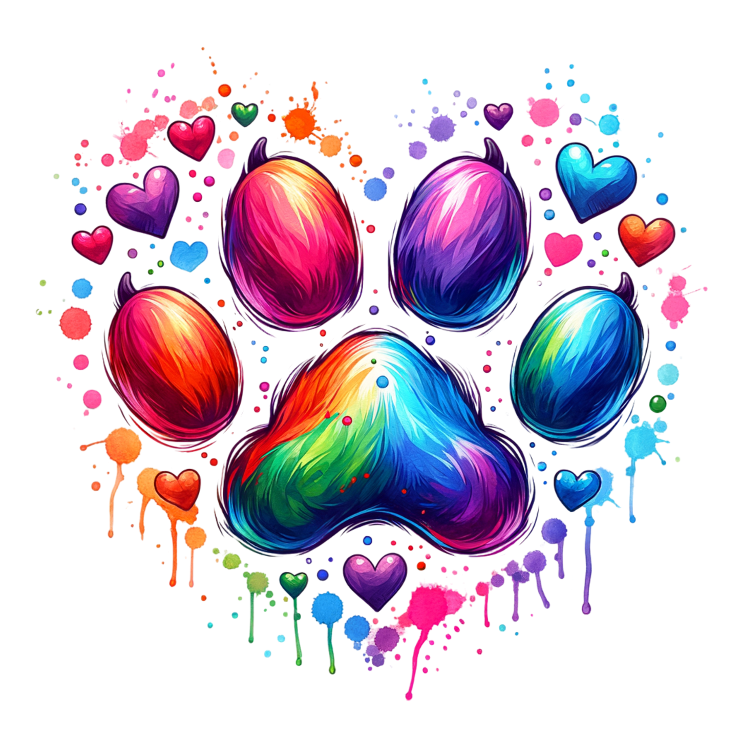 A-1187 PAW HEART  3.75"W X 3.75"H