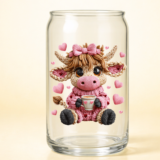 A-20103 YARN HEART COW 3.75"w x 4"h