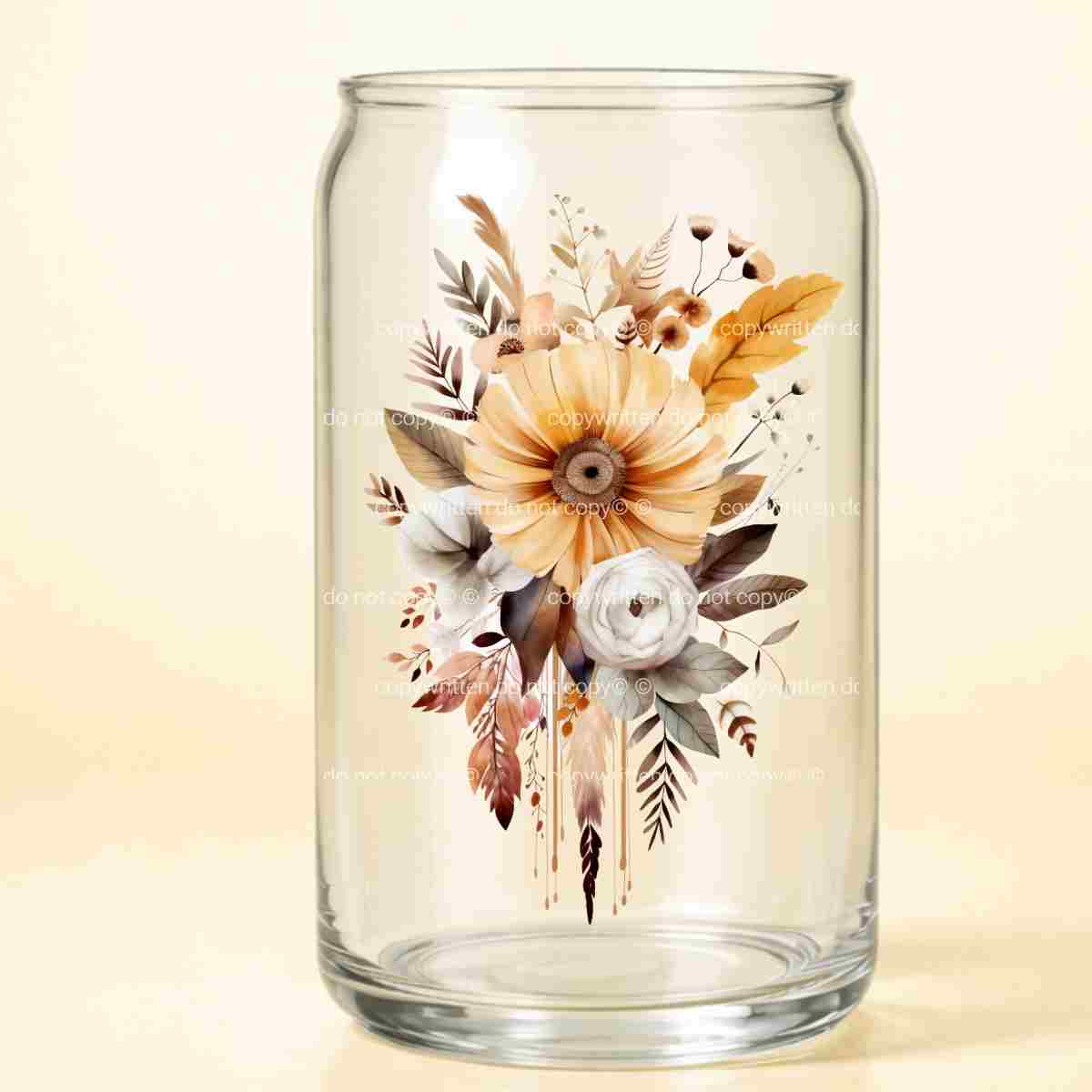 A-1114  BOHO FLOWERS  3.75"W X 3.75"H