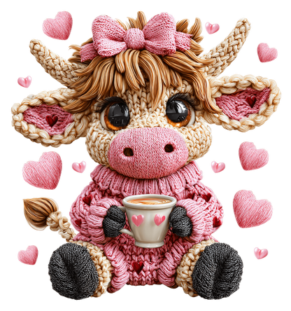 A-20103 YARN HEART COW 3.75"w x 4"h
