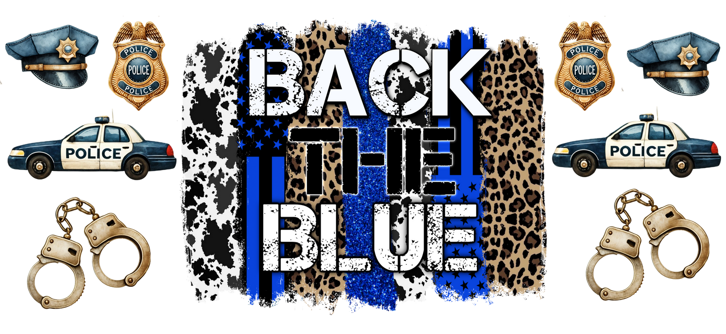 D-1561  BACK THE BLUE 40 OZ WRAP 11"W X 5"H