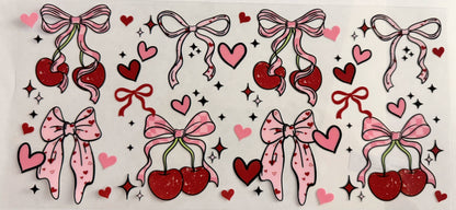 D-1553 CHERRY BOWS & HEARTS 40 OZ WRAP 11"W X 5"H