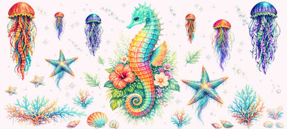 B-1565 SEAHORSE & JELLYFISH 9.6"w x 4.5"h